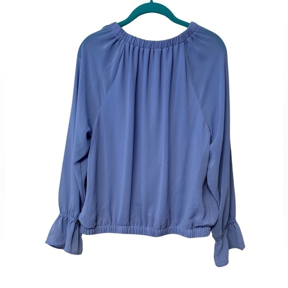 NINE WEST Blue Blouse with Chiffon Ruffle Sleeve and Elastic Waist Line Size L - Picture 10 of 15